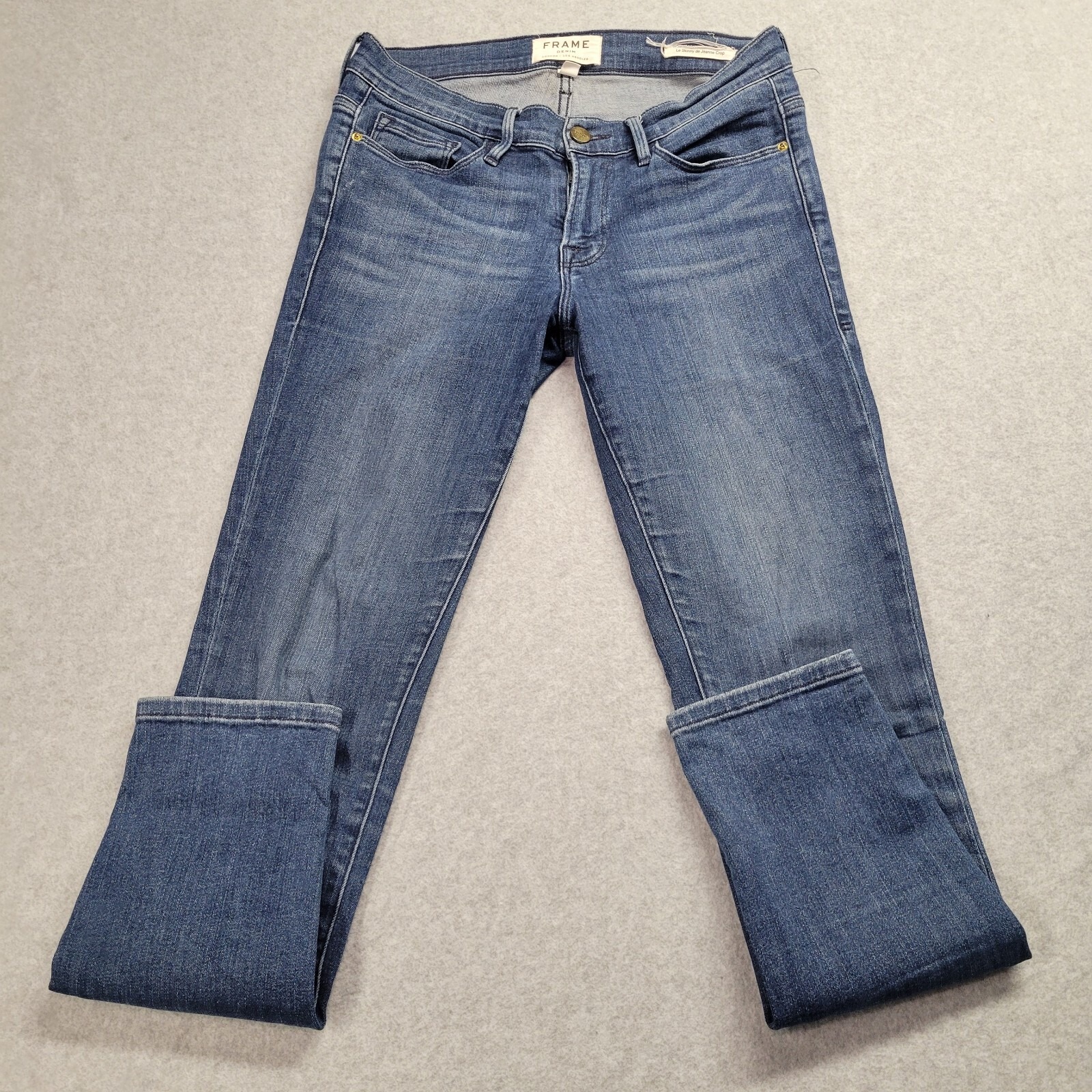 Frame Denim Le Skinny De Jeanne Crop Jeans Blue Medium Wash Womens Size 27